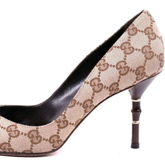 VERY RARE~ VINTAGE GUCCI~ WEB BAMBOO HEELS 8.5-9 - Picture 1 of 12